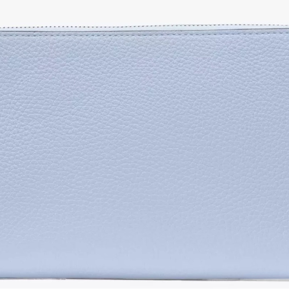 KATE SPADE LEILA L ZIP WRISTLET PEBBLED LEATHER POLISHED BLUE WALLET - Picture 3 of 5